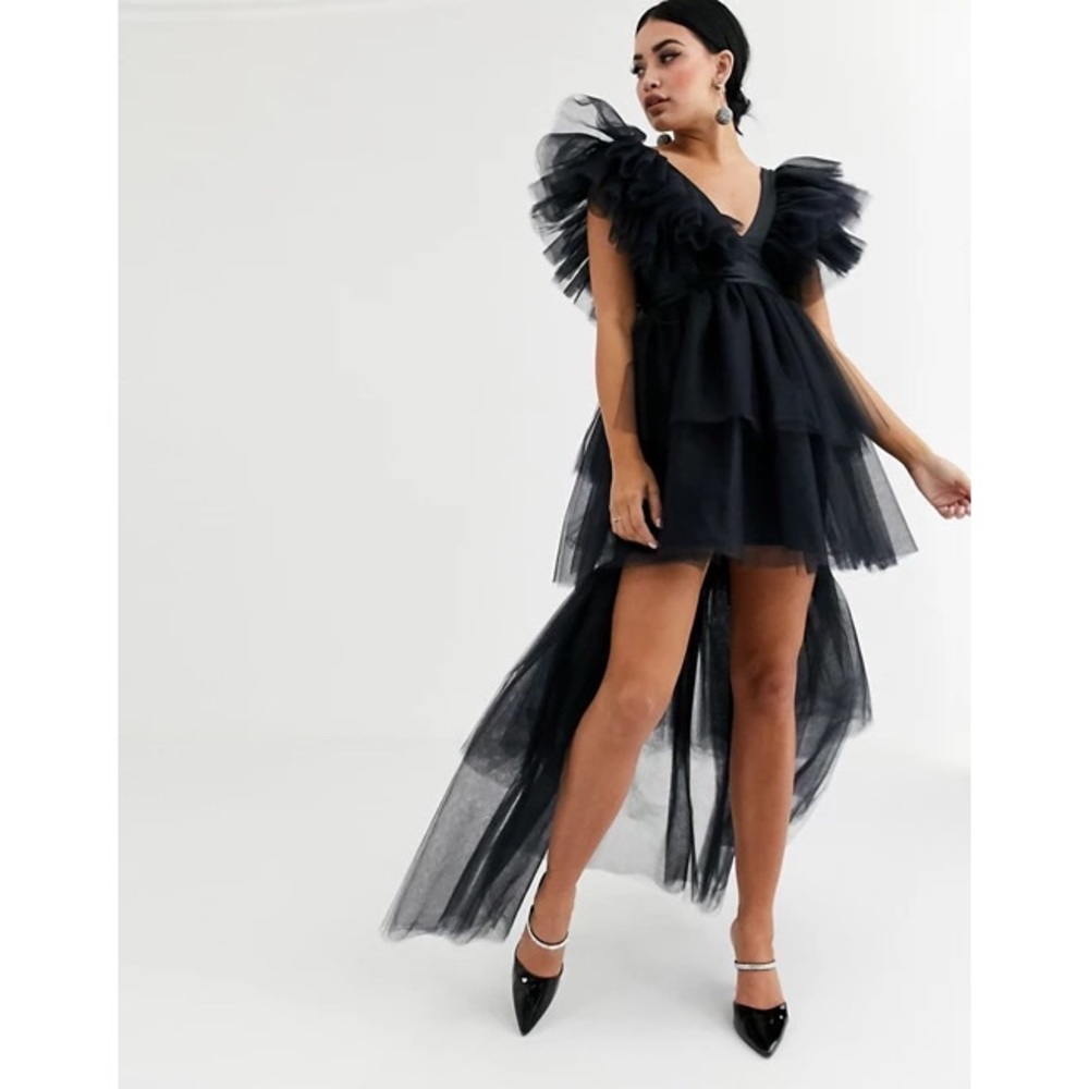 Flounce London goth villainess asymmetrical extreme frill tulle dress